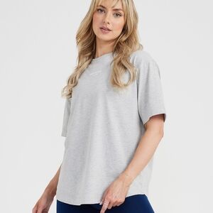 Oner Active | Graphic Oversized Short Sleeve Tee - Silver Marl